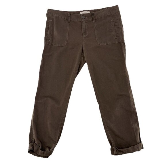 Hollister Women’s Brown Linen Cotton‎ Capri Pants Size 9 Boho Coastal Preppy - Picture 1 of 7